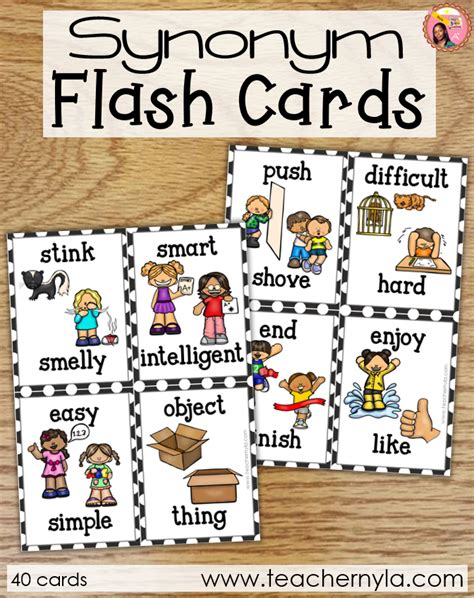40 Helpful Synonym Flashcards With Pictures | Nyla's Crafty Teaching
