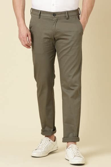 Buy Men Olive Slim Fit Solid Casual Trousers Online - 39826715 | Allen ...