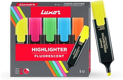 Luxor Highlighter Fluorescent | Assorted | Set of 5 | Versatile: School ...