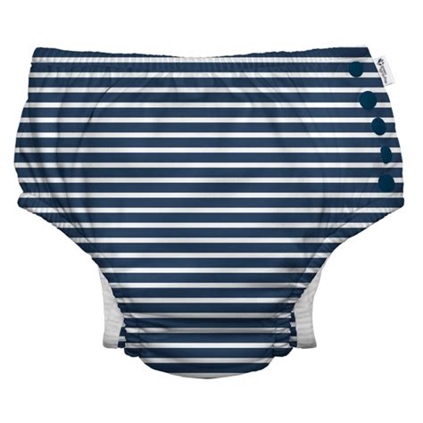 Green Sprouts Reusable Stripe Swim Diaper with Snaps - Navy Pinstripe ...