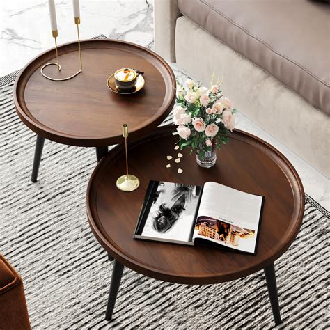 Amazon.com: IKSII 2-Piece Set Modern Round Coffee Tables for Living ...