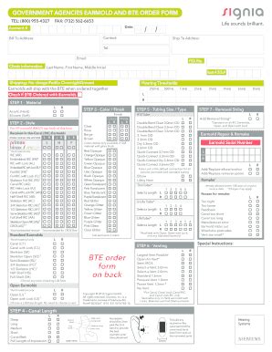 Signia Earmold Order Form - Fill Online, Printable, Fillable, Blank ...