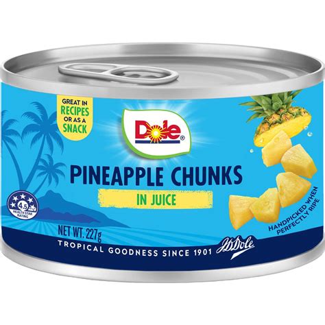 Dole Premium Tropical Pineapple Chunks In Juice 227g | Woolworths