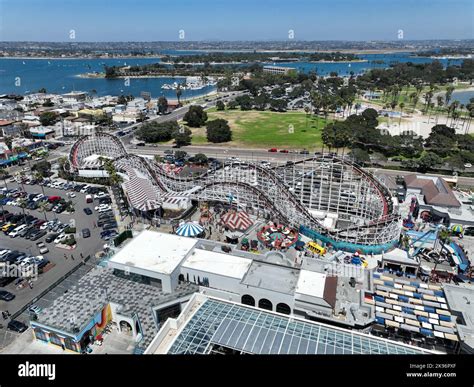 Aerial view of Belmont Park, an amusement park built in 1925 on the ...