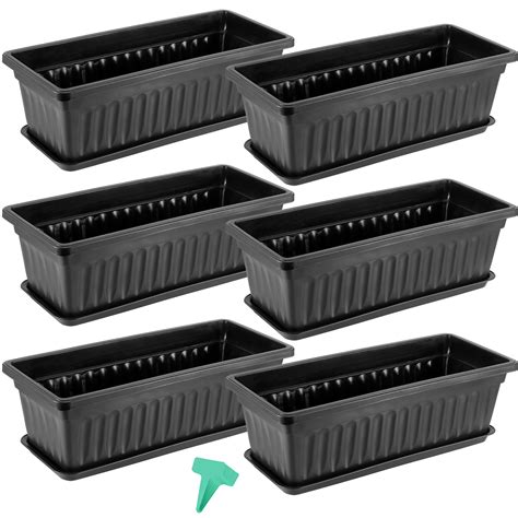 3 Pack Window Box Planters, Torubia 17 Inches Plastic Rectangular ...