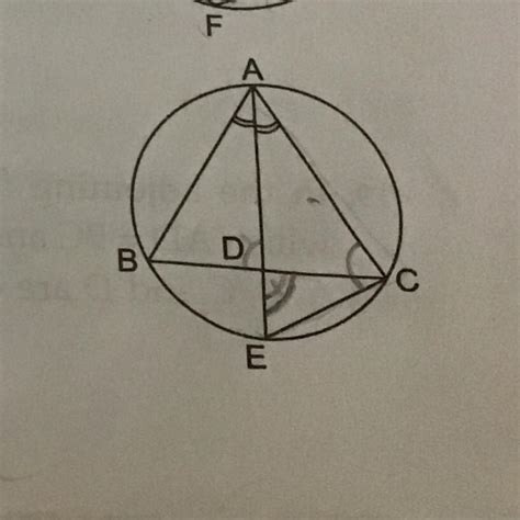The bisector of anlge BAC meets BC at D and being produced meets the ...