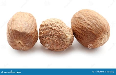 Nueces Moscada Molida Moscadas En El Fondo Blanco Imagen de archivo ...
