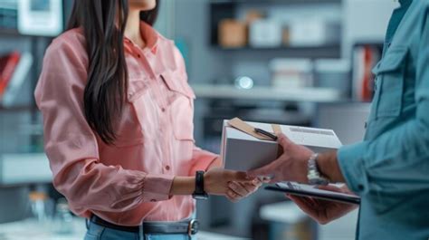 The package handover scene | Premium AI-generated image