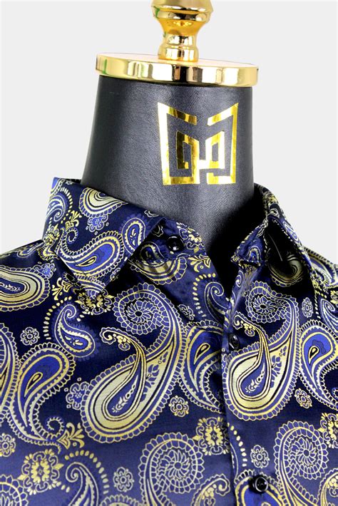 Men's Navy Blue and Gold Shirt | Gentleman's Guru