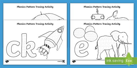 ck, e, u, r Phase 2 Phonics Pattern Tracing Activity