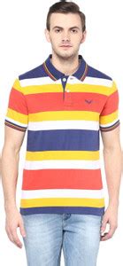 Urban Eagle by Pantaloons Striped Men Polo Neck Red T-Shirt - Buy CORAL ...