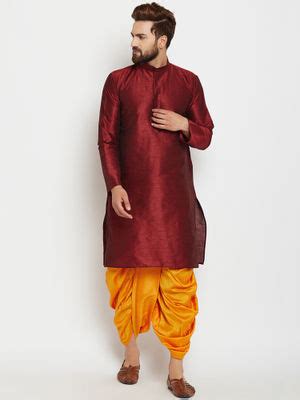 Buy SOJANYA Dupion Silk Kurta And Dhoti Pant (Set of 2) Online