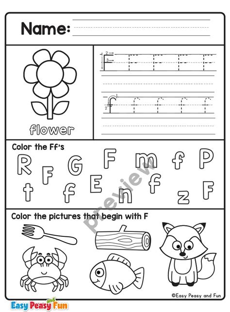 Letter F Worksheets for Preschool and Kindergarten - Easy Peasy and Fun