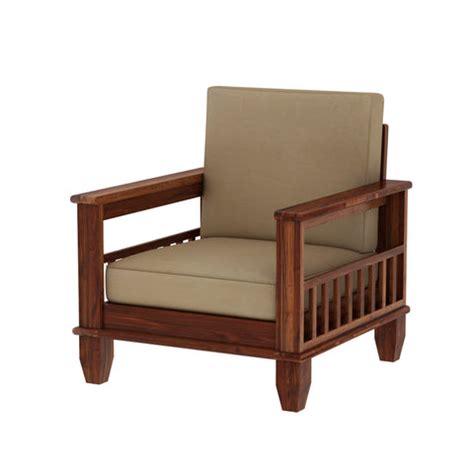 Trinity Solid Sheesham Wood Single Seater Sofa (Natural Finish ...