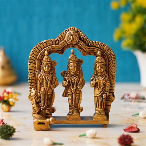 Golden Metal Ram Darbar Statue for Home Temple – eCraftIndia