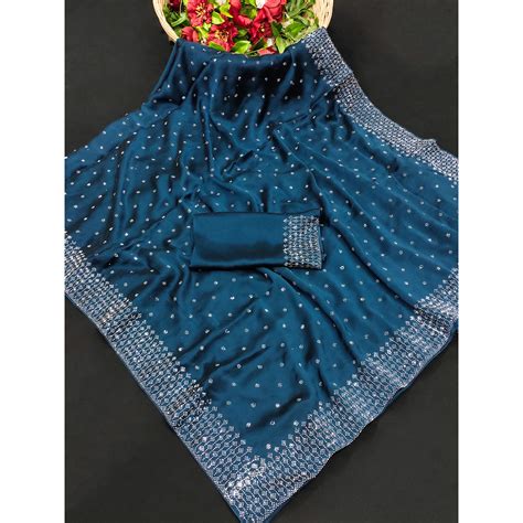 Morpich Floral Swarovski Work Georgette Saree