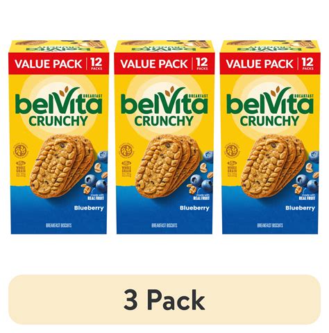 (3 pack) belVita Breakfast Bars Biscuits, Blueberry, Value Pack, 12 ...