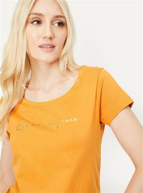 Buy Women Typographic Printed T-shirt Online at just Rs. 299.0 ...