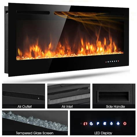 Clihome 50-in W Black LED Wall-mount Electric Fireplace with Remote ...