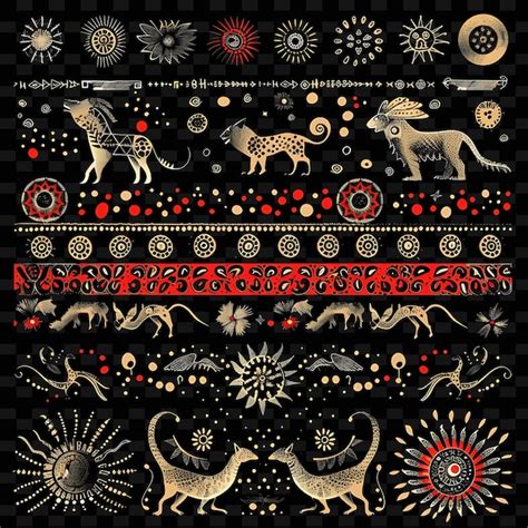 Prehistoric with animal motifs borderline design decorated w png unique ...