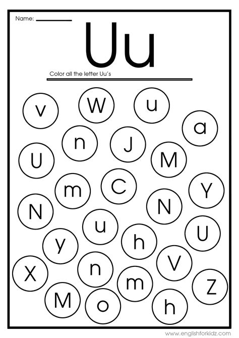 Letter U Worksheets, Flash Cards, Coloring Pages