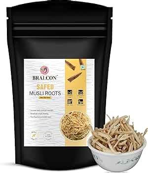 BRALCON Safed Musli Roots - 100gm | 100% Natural White Musli | Swet ...
