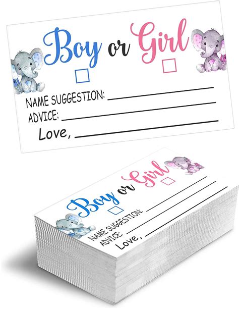 Buy Gender Reveal Voting Cards - Gender Reveal Party Game, Boy or Girl ...
