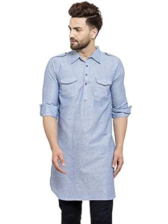 Buy Enchanted Drapes Light Blue Cotton Men's Pathani Kurta(XS to 7XL ...