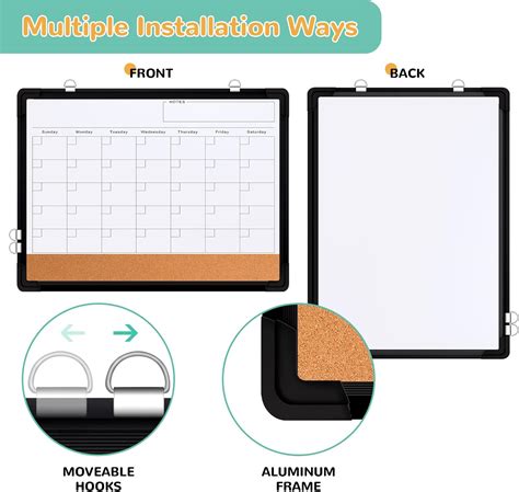 ABERLLS Monthly Calendar Whiteboard Dry Erase Cork Board India | Ubuy