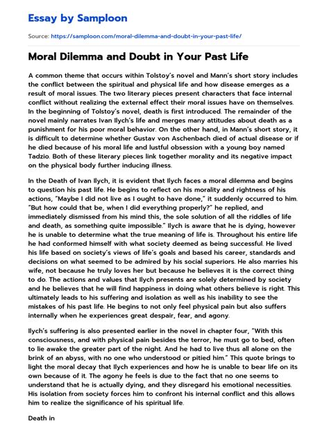 ≫ Moral Dilemma and Doubt in Your Past Life Free Essay Sample on ...