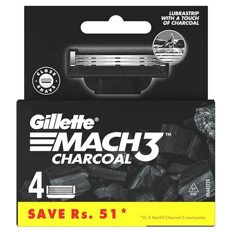 Gillette Mach3 Charcoal Shaving Razor Blades - 4s Pack(Cartridge ...