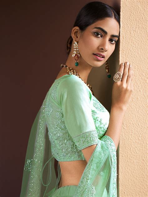 Sea Green Stunning Semi Stitched Lehenga With Unstitched Blo