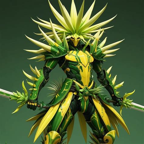 Male, flower lifeform, green and yellow, duel swords, yucca filamentosa ...