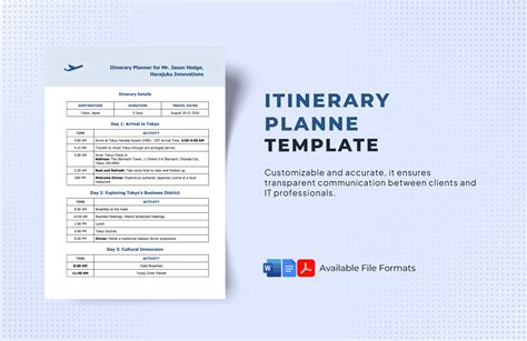 Free Editable Itinerary Templates in PDF to Download