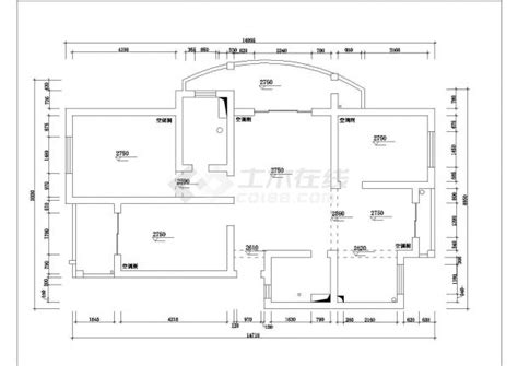 某三室两厅两卫户型私人住宅室内装修设计cad全套施工图（标注详细）_三居室_土木在线
