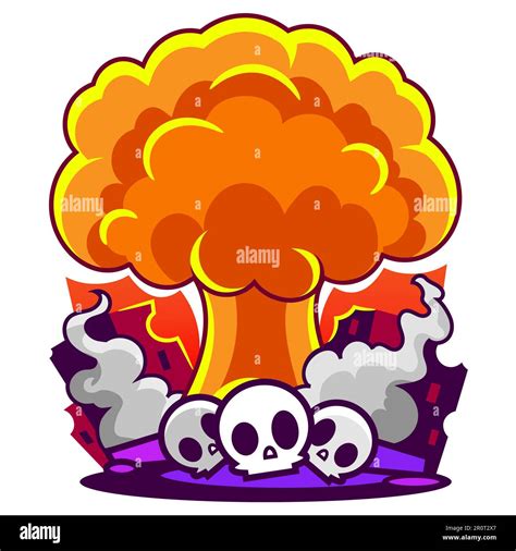 Atomic bomb in city. Symbol of war, end of world. Nuclear Stock Vector ...