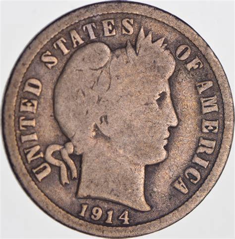 1914-D Barber Liberty 90% Silver United States Dime | Property Room