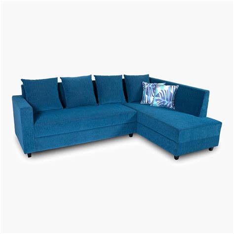 Buy Helios Ciro Fabric 3-Seater Right Corner Sofa with Chaise - Blue ...