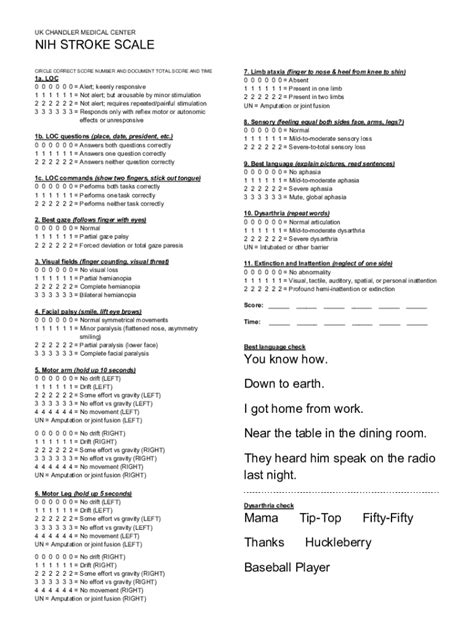 Fillable Online 8S NIH Assessment Sheet Fax Email Print - pdfFiller