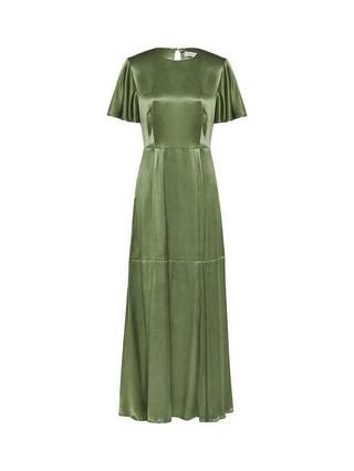 Rewritten Sienna Flutter Sleeve Satin Maxi Dress