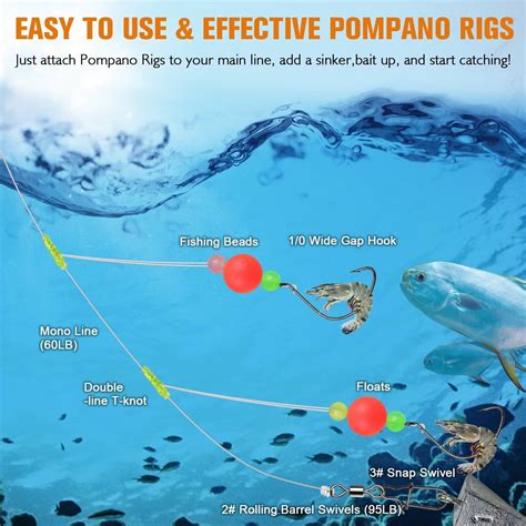 Snapklik.com : 12PCS Pompano Rigs For Surf Fishing Unique T-Knot Strong ...