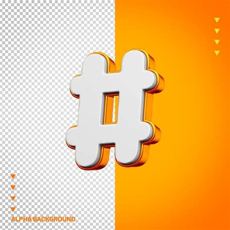 Alphabet hashtag sign white with orange | Free PSD
