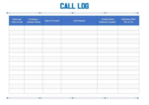 Image result for 7 Column Call Log