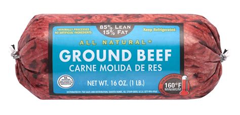 All Natural* 85% Lean/15% Fat Ground Beef, 1 lb Roll - Walmart Business ...