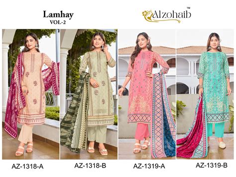 AL ZOHAIB LAMHAY VOL 2 COTTON PRINT WITH FANCY WORK SALWAR KAMEEZ AT ...