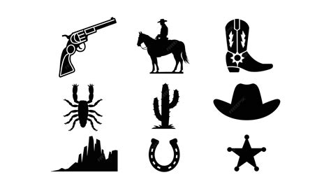 Western cowboy icons | Premium Vector
