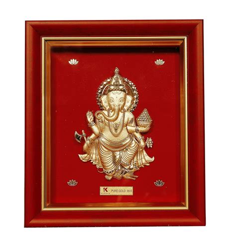 Kundan 24k Gold Foiled Handmade Ganesha Frame (S2) 16 * 18.5cm : Amazon ...
