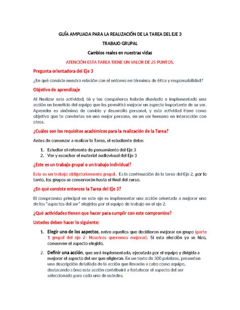 EJE 3- GUÍA Ampliada PARA LA Realización DE LA Tarea DEL EJE 3- SER ...