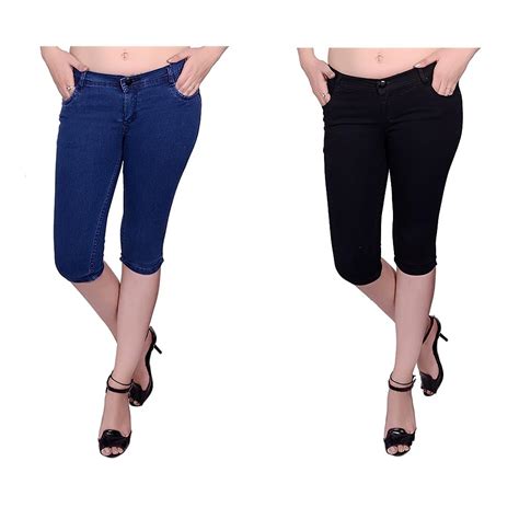 Buy Nifty Women's Denim Stretchable Slim Fit Capris (CPRI_PLN_BSC_30 ...