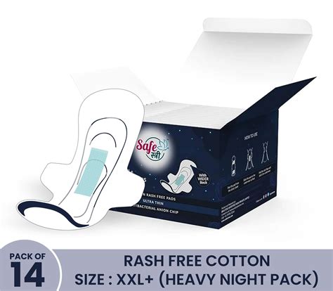 SafeStree Rash Free Cotton XXL+ Sanitary Pads Heavy Night Pack Of 14 ...